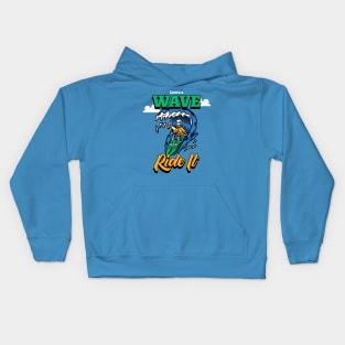 Skeleton Surfer Ride The Wave Surf Surfing Kids Hoodie